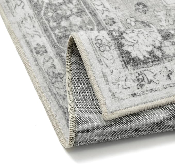 Gray 6x9 Area Rug Washable Vintage Living Room Carpet Non Slip Retro Distressed - Image 7
