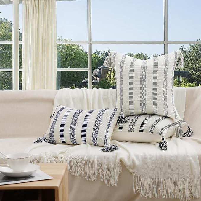 Smile Bee Spring Boho Outdoor Throw Pillow Covers Set of 2, Decorative Woven - Image 9