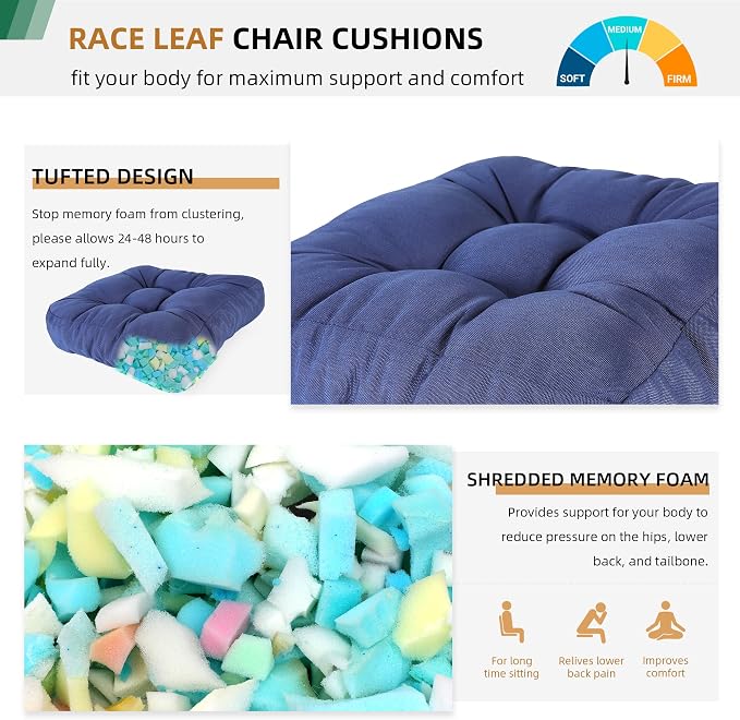 RACE LEAF 17" x 17" Patio Chair Cushions Navy - Image 3