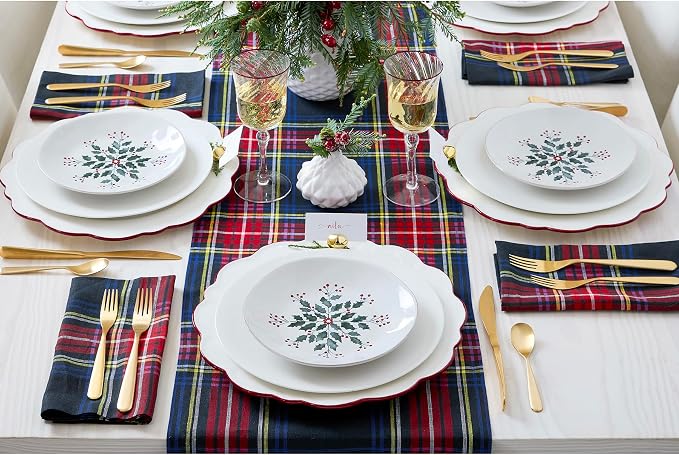 Solino Home Linen Stewart Plaid Table Runner 156 Inches Long - Image 3