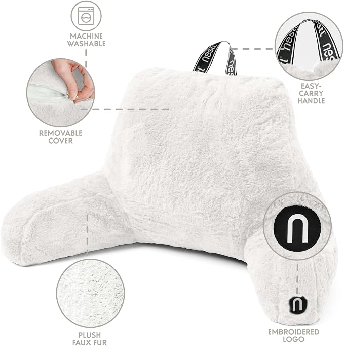 Nestl Fur Reading Pillow with Laptop Lap Desk, Stylish Back Pillow - Image 5