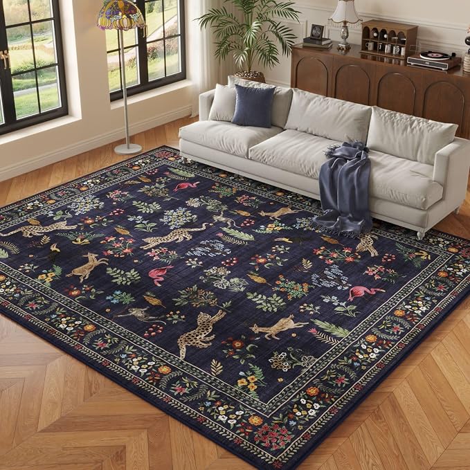 Rugcomf Living Room Rug 6x9 Rug Machine Washable Boho Area Rug Non Slip Floral - Image 7
