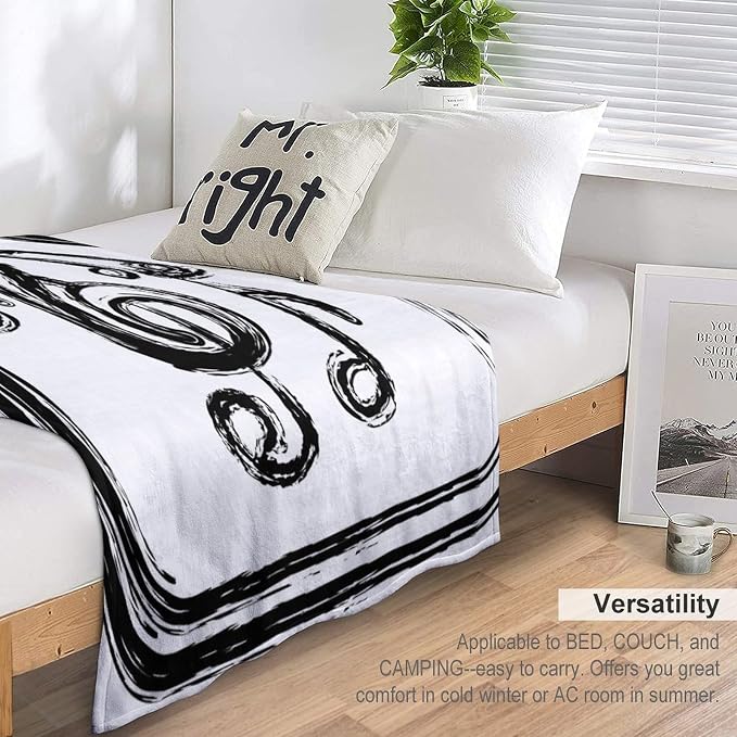Music Blanket Black Abstract Graffiti Music Note Art Printed Soft Cozy - Image 3