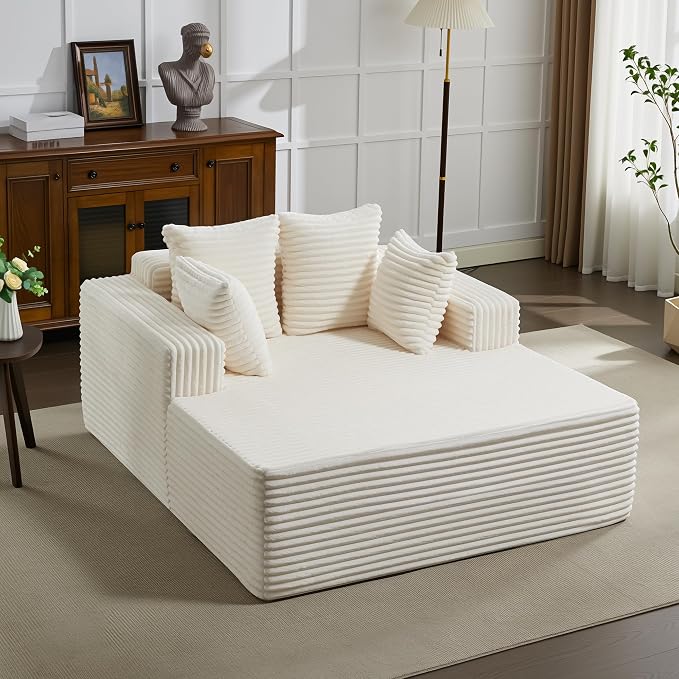 61" Oversized Chaise Lounge Chair Indoor, Boneless Couch Cloud Fluffy Chaise - Image 8