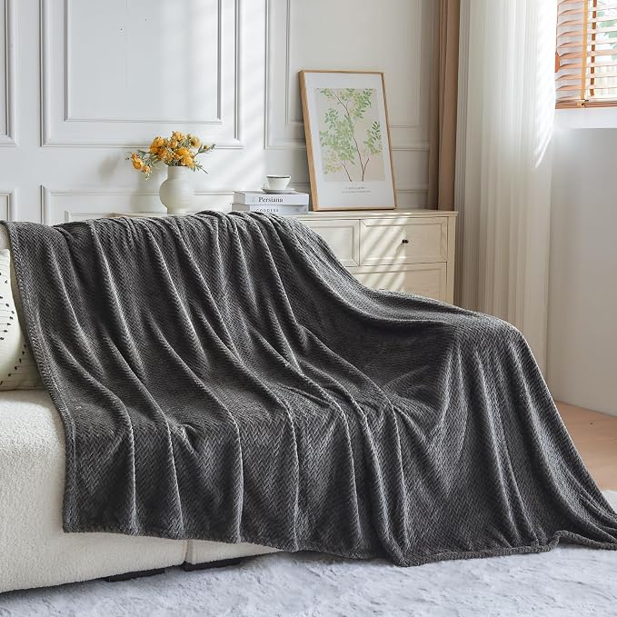 NEWCOSPLAY Super Soft Throw Blanket Dark Grey Premium Silky Flannel Fleece - Image 7