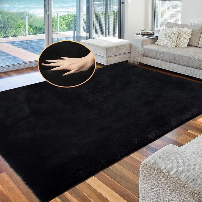 Black Washable Area Rugs 6x9 Rugs - Image 3