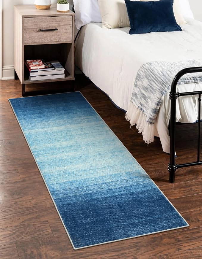 Wonnitar Ombre Blue Washable 2x6 Runner Rug - Image 3