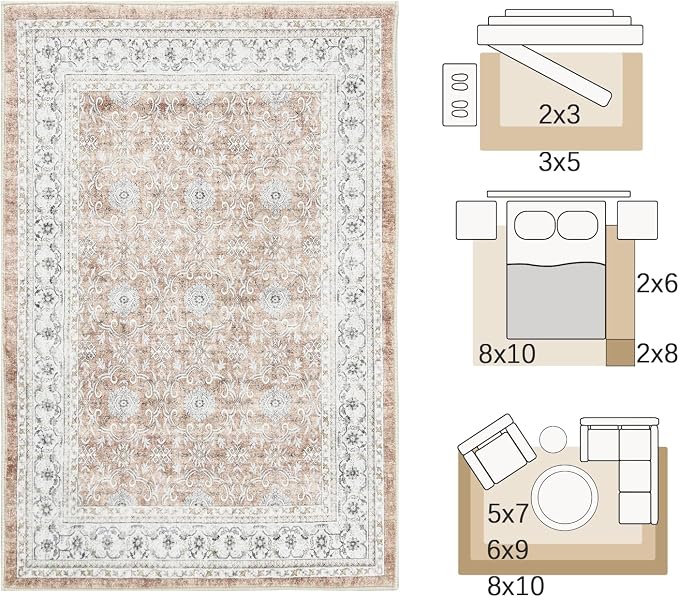 jinchan Floral 5x7 Area Rugs for Bedroom - Image 2