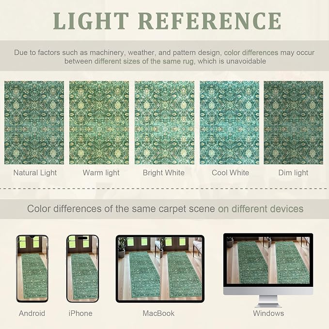 Collive Washable Hallway Runner Rugs, Vintage Boho Soft Bedroom Carpet Runner - Image 9