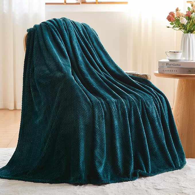 NEWCOSPLAY Super Soft Throw Blanket Dark Teal Premium Silky Flannel Fleece - Image 3