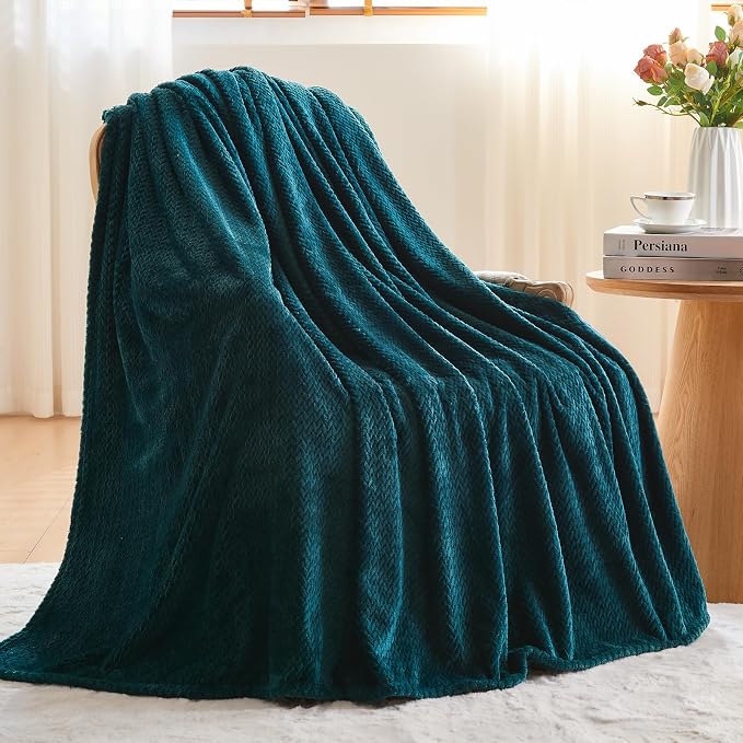 NEWCOSPLAY Super Soft Twin Blanket Dark Teal Premium Silky Flannel Fleece - Image 3