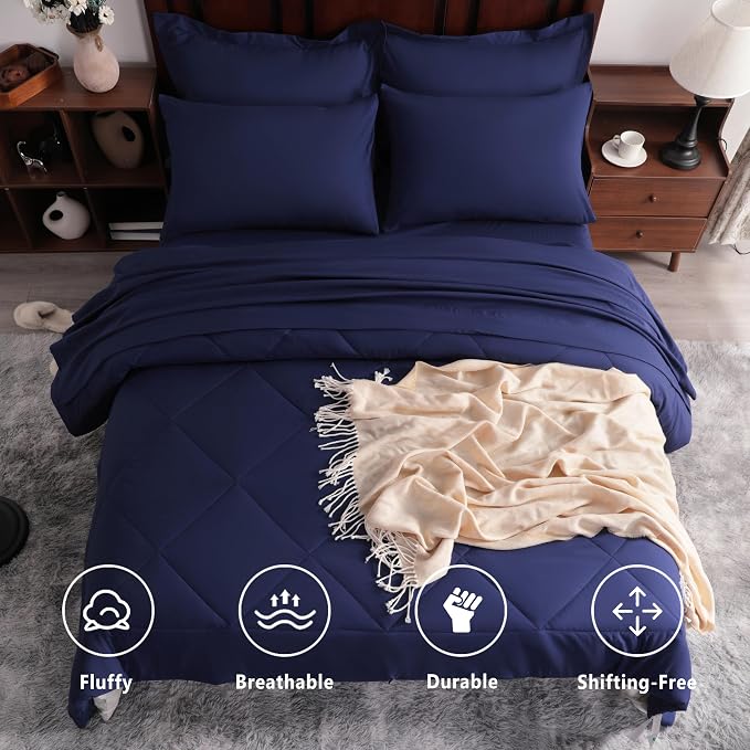 NTBAY King Comforter Set with Sheets, 7 Pieces Soft and Breathable King Bedding - Image 2