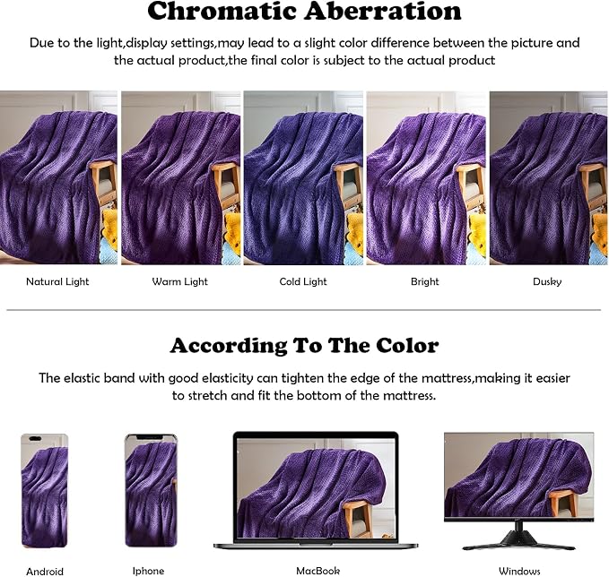 NEWCOSPLAY Super Soft King Blanket Dark Purple Premium Silky Flannel Fleece - Image 6