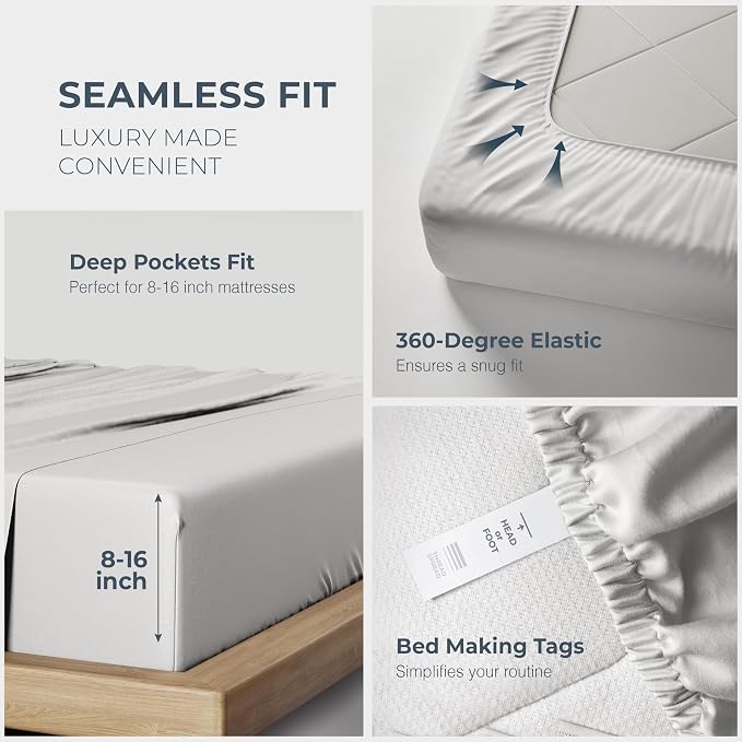 THREAD SPREAD 100% Egyptian Cotton Split King Sheets Sets - Image 5