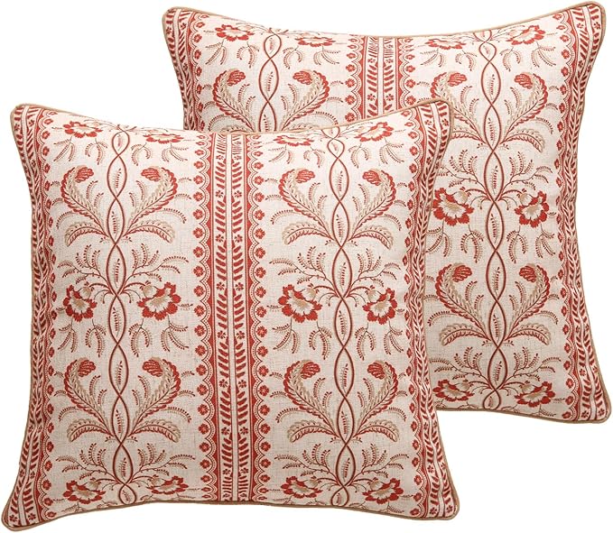 ISAENNE Design Euro Linen Square Throw Pillow Covers 18"x18" Pack of 2 by Isaennehomedecoration