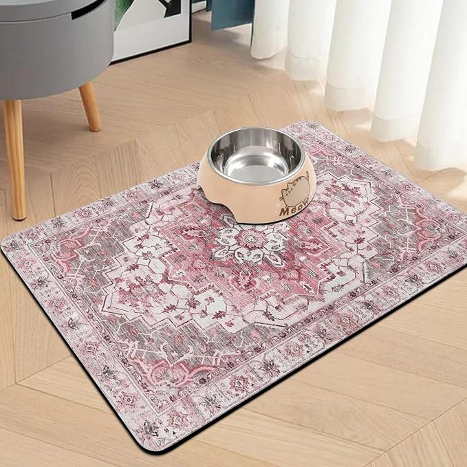 Pet Food Mats for Floor, Absorbent Dog Mat for Food and Water Dispenser Mat - Image 2