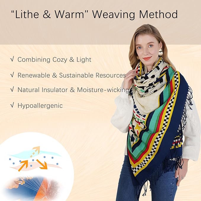 DANA XU 100% Merino Wool Pashmina Shawl - Image 4