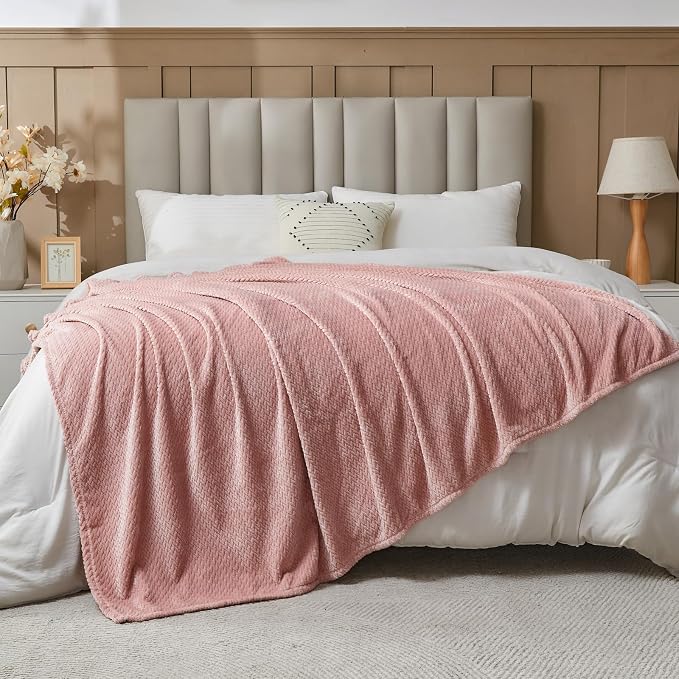 NEWCOSPLAY Super Soft Throw Blanket Dusty Pink Premium Silky Flannel Fleece - Image 4