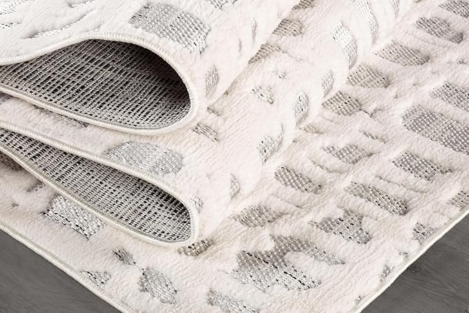 Beverly Rug Micro Loop Area Rug Gray/White 6x9 Abstract Modern Luxury Irregular - Image 8