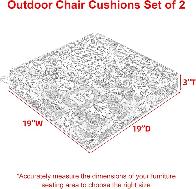 Favoyard Outdoor Chair Cushion 19 x 19 x 3 In Waterproof Pattern Fade Resistant - Image 2