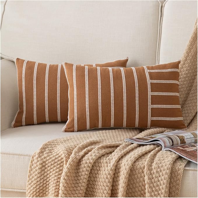 Caflife Boho Throw Pillow Covers 12x20 Set of 2 Soft Farmhouse Decorative Couch by Caflife