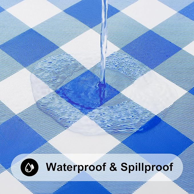 Smiry Rectangle Picnic Table Cloth, Elastic Waterproof Fitted Vinyl Tablecloths - Image 3