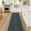 Vintage Dark Green 2x10 Kitchen Rug by HazoHaus
