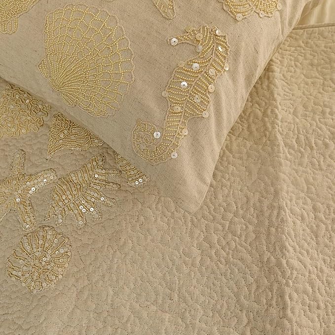 The HomeCentric King Queen Twin Beige Handmade Queen 74"x18" Bed Runner - Image 3