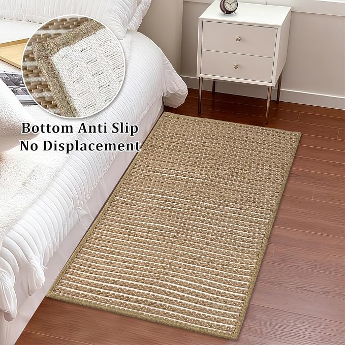 Braided Bath Mat, Boho Small Bathroom Rugs Non Slip Washable Super Absorbent - Image 3