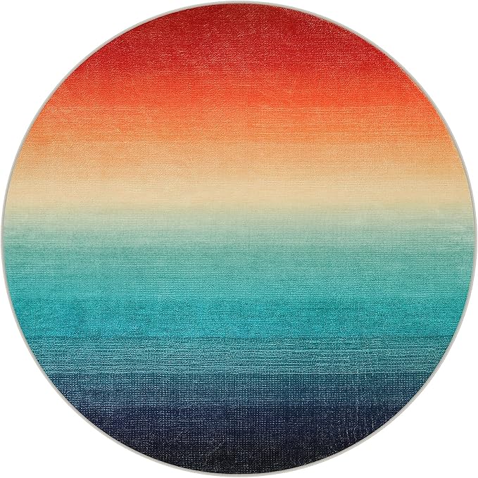 Wonnitar Modern Ombre Christmas Round Area Rug, 4ft Colorful Washable Living - Image 9