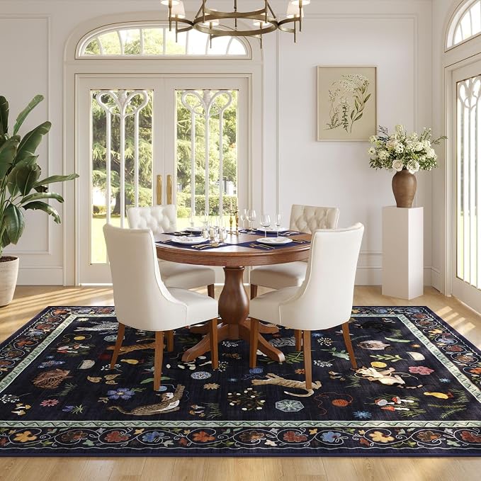 Rugcomf Living Room Rug 5x7 Rug Machine Washable Boho Area Rug Non Slip Floral - Image 5
