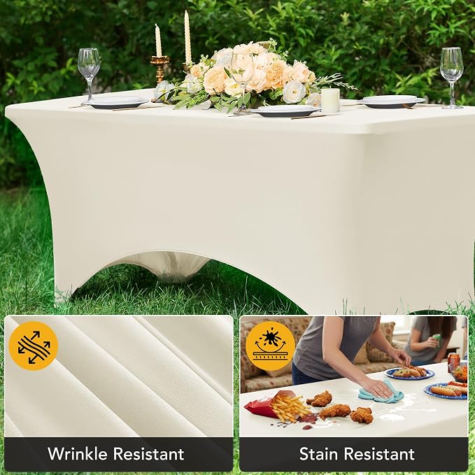 8-Pack Premium Cream Spandex Tablecloths - Image 4