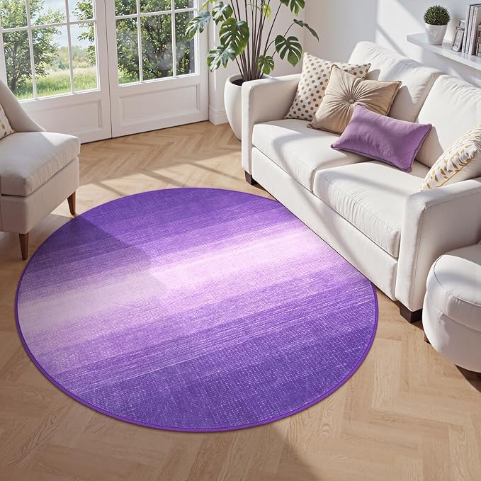 Wonnitar Modern Ombre Washable Round Rugs 5ft, Soft Circle Bedroom Area Rug by Wonnitar