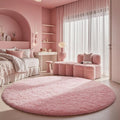 Ophanie Round Rugs 5Ft Pink Circle Area Rug, Fluffy Fuzzy Bedroom Carpet by Ophanie