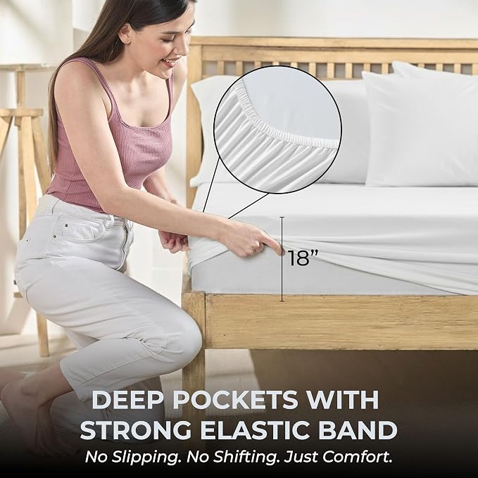 100% Natural Cotton Bed Sheets | 500 TC Single-Ply Sateen Weave Twin XL Sheets - Image 4