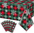 6Pcs Christmas Buffalo Plaid Snowflake Party Tablecloths Decorations, Plastic by JectivsPartyDecorations