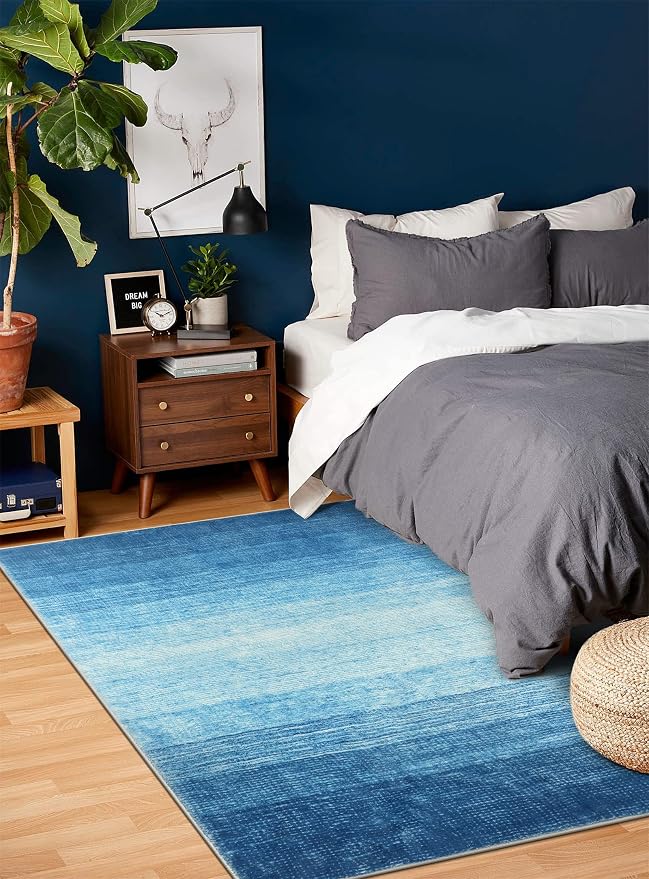 Wonnitar Modern Ombre Washable 5x7 Area Rugs, Large Blue Rug - Image 3