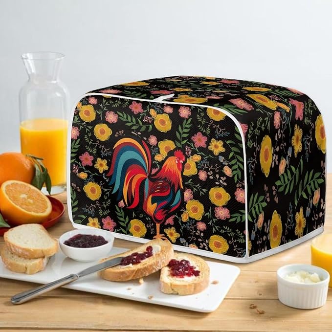 ZFRXIGN Sunflower Chicken Toaster Cover 2 Slice Wide Slot Toaster Rooster Cover - Image 4