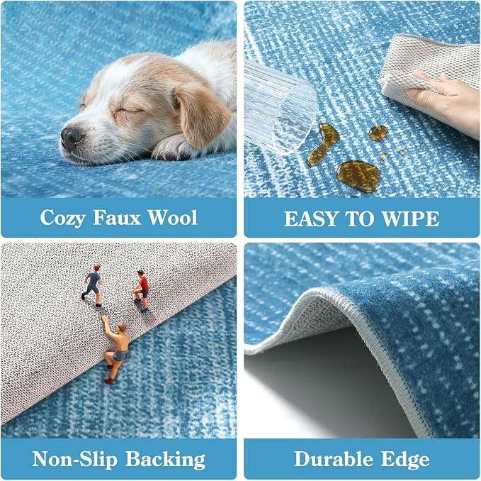 Wonnitar Modern Ombre Washable Area Rug, Non-Slip Soft Dining Room Rug - Image 5