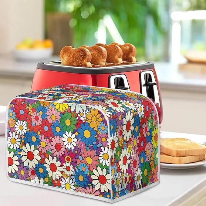 Daisy Flowers Printed Toaster Cover 4 Slice Wide Slot, Washable Kitchen - Image 4