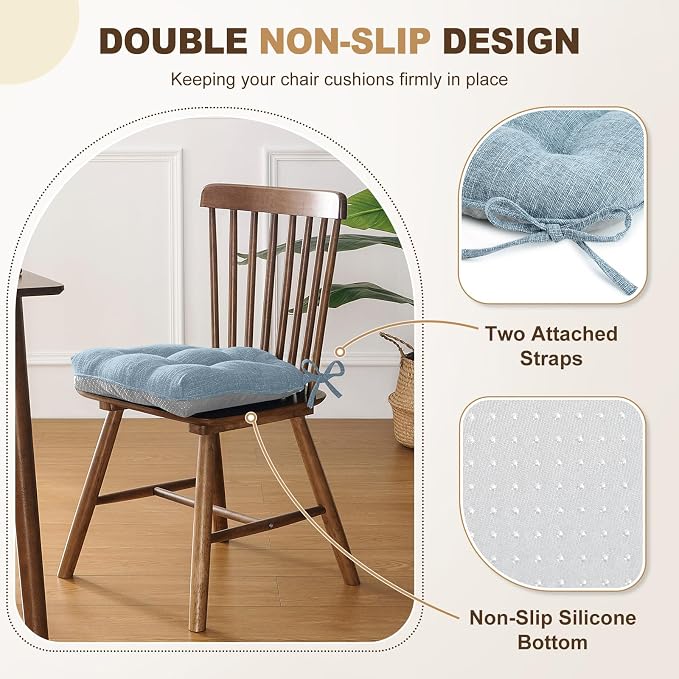 downluxe Indoor Chair Cushions for Dining Chairs, Tufted Overstuffed Textured - Image 4
