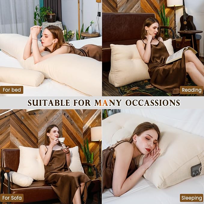 Headboard Pillow King Size, Triangular Wedge Backrest - Image 3