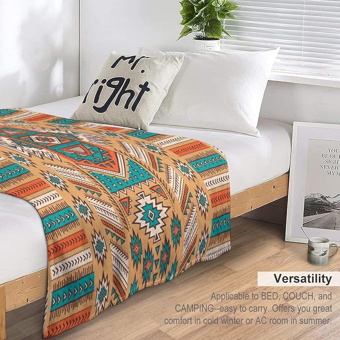 Aztec Throw Blanket, Tribal Navajo Print Native Blanket - Image 5