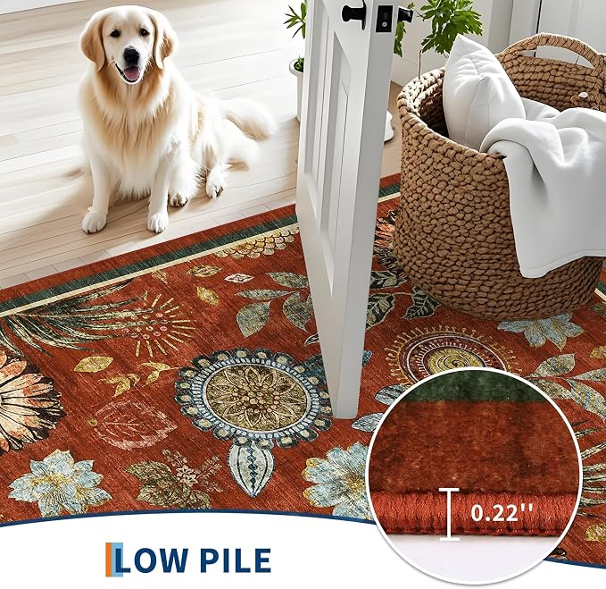 GarveeHome 4x6 Floral Washable Area Rug: Large Living Room Area Rug - Image 6