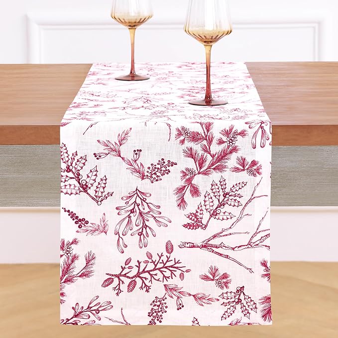 Solino Home 100% Pure Linen Christmas Table Runner 144 Inches Long by SolinoHome