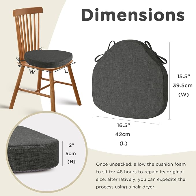 AddGrace Chair Cushions for Dining Chairs Set of 6 Windsor Kitchen Chair - Image 2