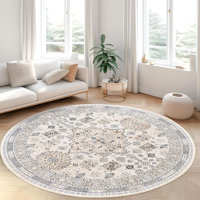 zesthome Washable Round Rug - 5ft Ultra-Thin Circle Area Rugs by Zesthome