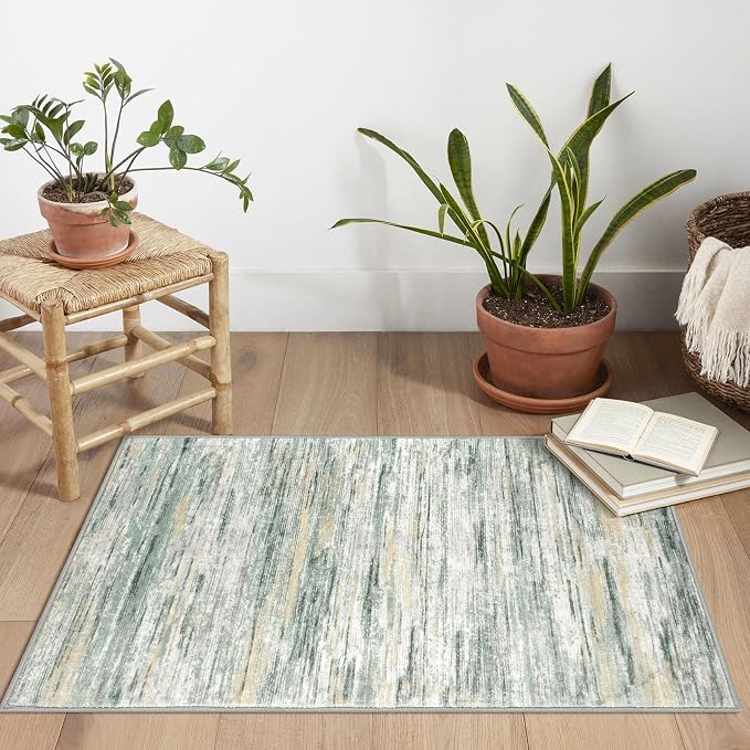 2x3 Modern Abstract Rug for Entryway, Washable Non-Slip Kitchen Rugs, Low-Pile - Image 2