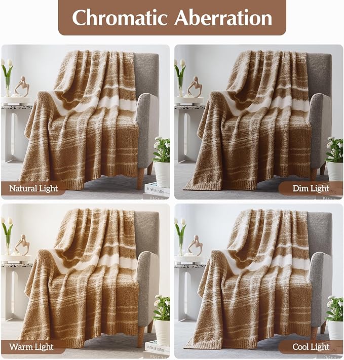 WRENGONGE Burnt Orange Throw Blanket, 50x70 Soft Cozy Striped Throw Blankets - Image 6