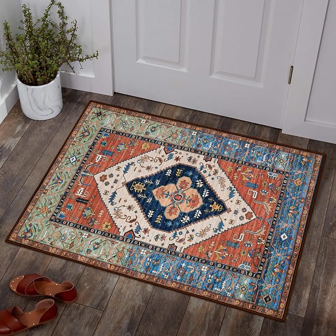 Lahome Boho 2x3 Washable Kitchen Rugs, Throw Non-Slip Backing Small Door Rug by Lahome
